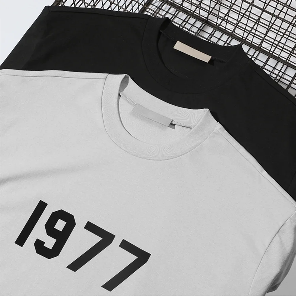 

100% Cotton Men T Shirt 1977 Vintage Print Short Sleeve Man Clothing Oversized Round Neck Tops Casual Streetwear Unisex Tees