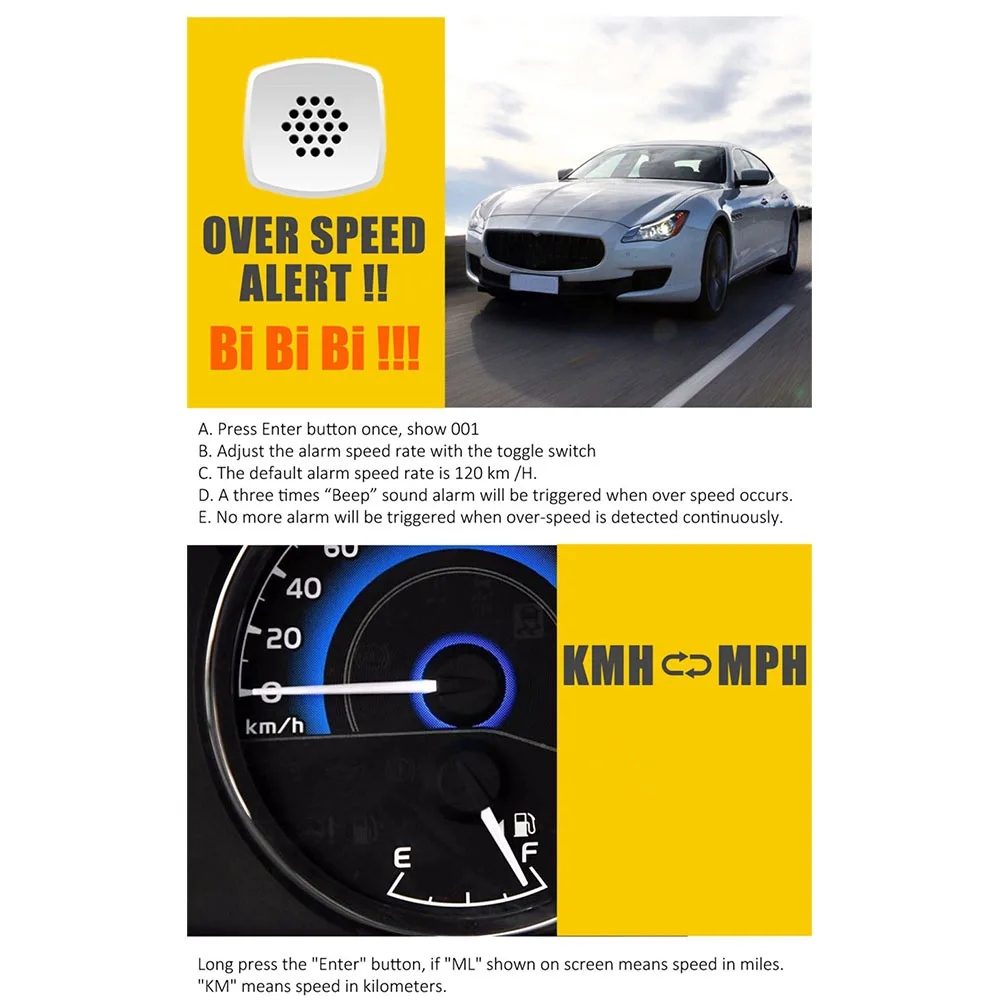 

GPS Speedometer Digital Easier Driving Hud Overspeed Alarm Speed Display