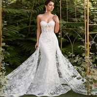 luxury wedding dress princess zipper exquisite appliques strapless sleeveless lace mopping gown vestido de novia 2022 women