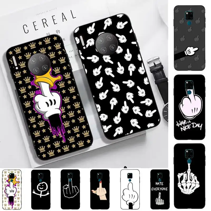 

Cartoon Middle Finger Phone Case for Huawei Mate 20 10 9 40 30 lite pro X Nova 2 3i 7se