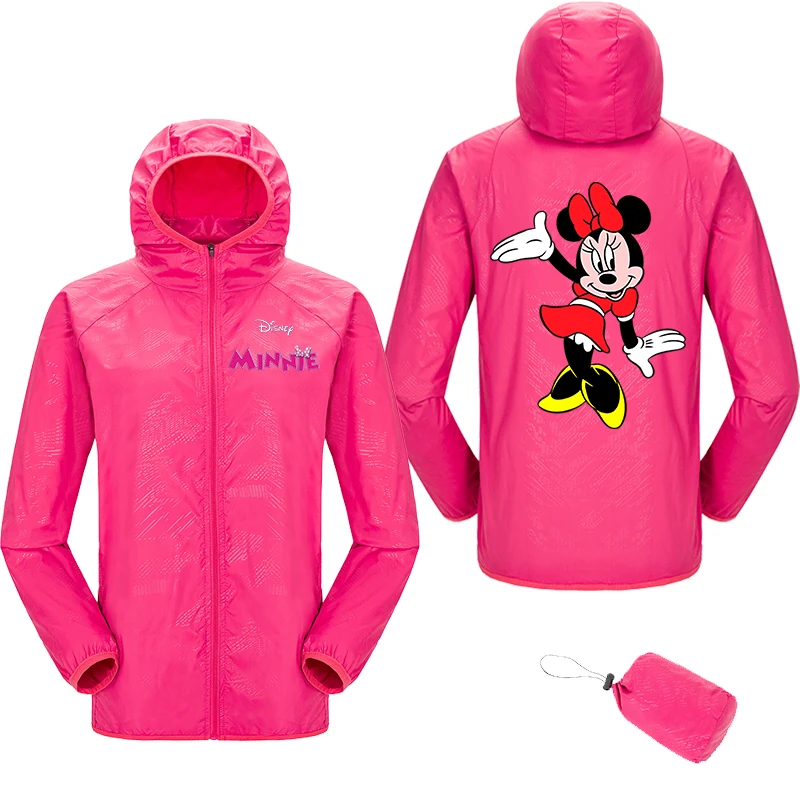 

Disney Minnie Men's hooded zipper l hoodie reflective jacket waterproof printing breathable dry top