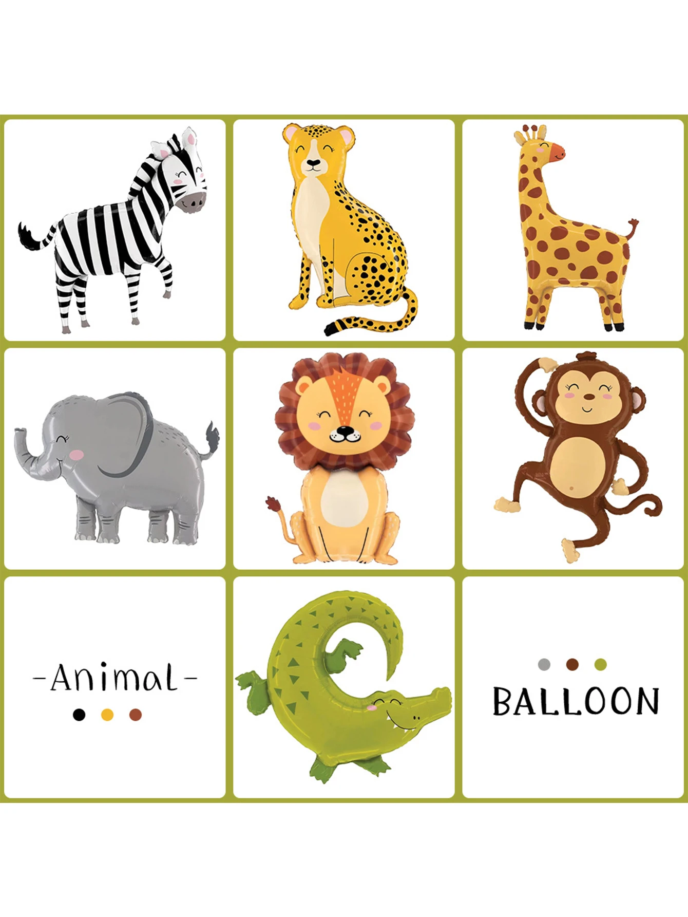 Воздушные шары из алюминиевой пленки в форме милых мультяшных животных