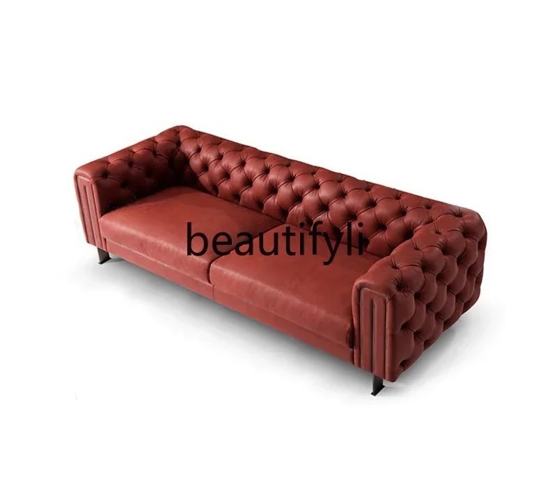 Американский диван с пряжкой в стиле ретро прямой ряд три легких роскошных
