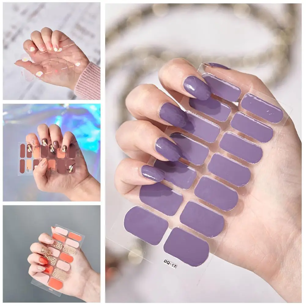 

Glitter Nude Semi Cured Gel Nail Patch Stickers for UV Lamp Cured Nail Gel Polish Strips Full Cover Nail Wraps Manicure