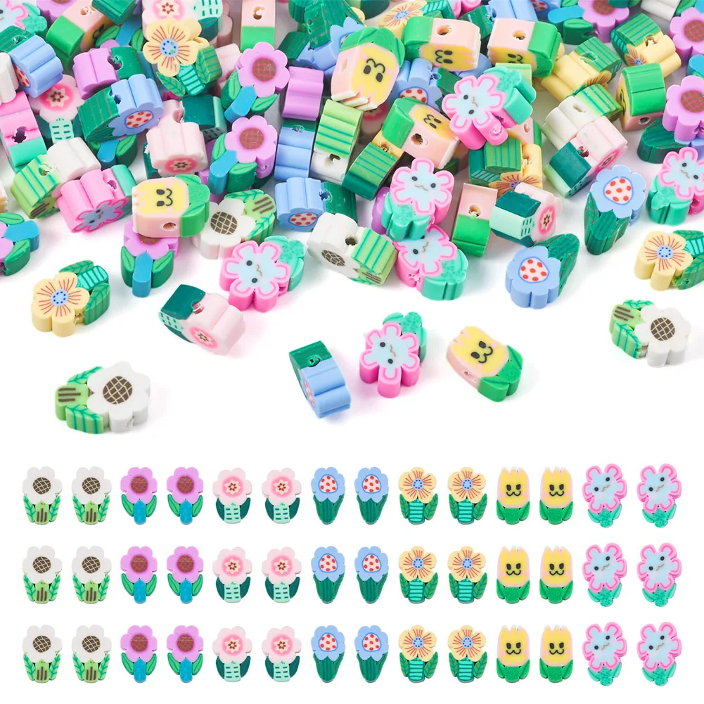 

210Pcs Cute Flower Polymer Clay Beads Colorful Loose Spacer Beads For Jewelry Making Handmade DIY Bracelet Rings Accessories