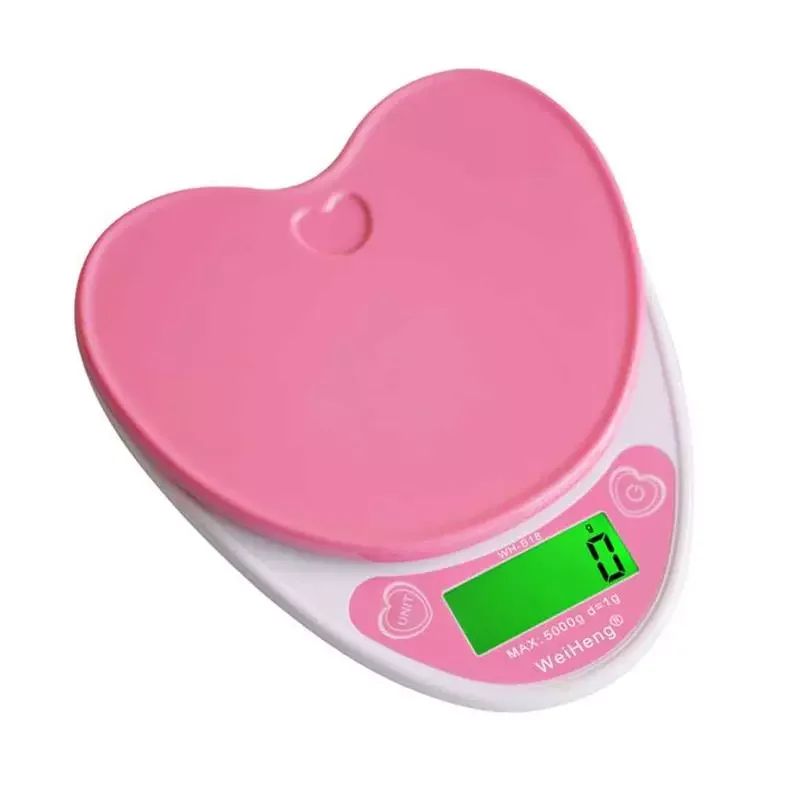 

WH-B18L 5kg/1g Lovely Heart Shaped Digital Kitchen Scales LCD Food Electronic Scales Cooking Diet Weighing Bench
