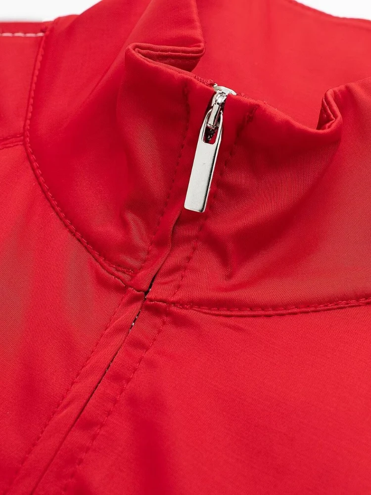 ZBZA Женская спортивная куртка брючный костюм Стоять воротник полосатый с