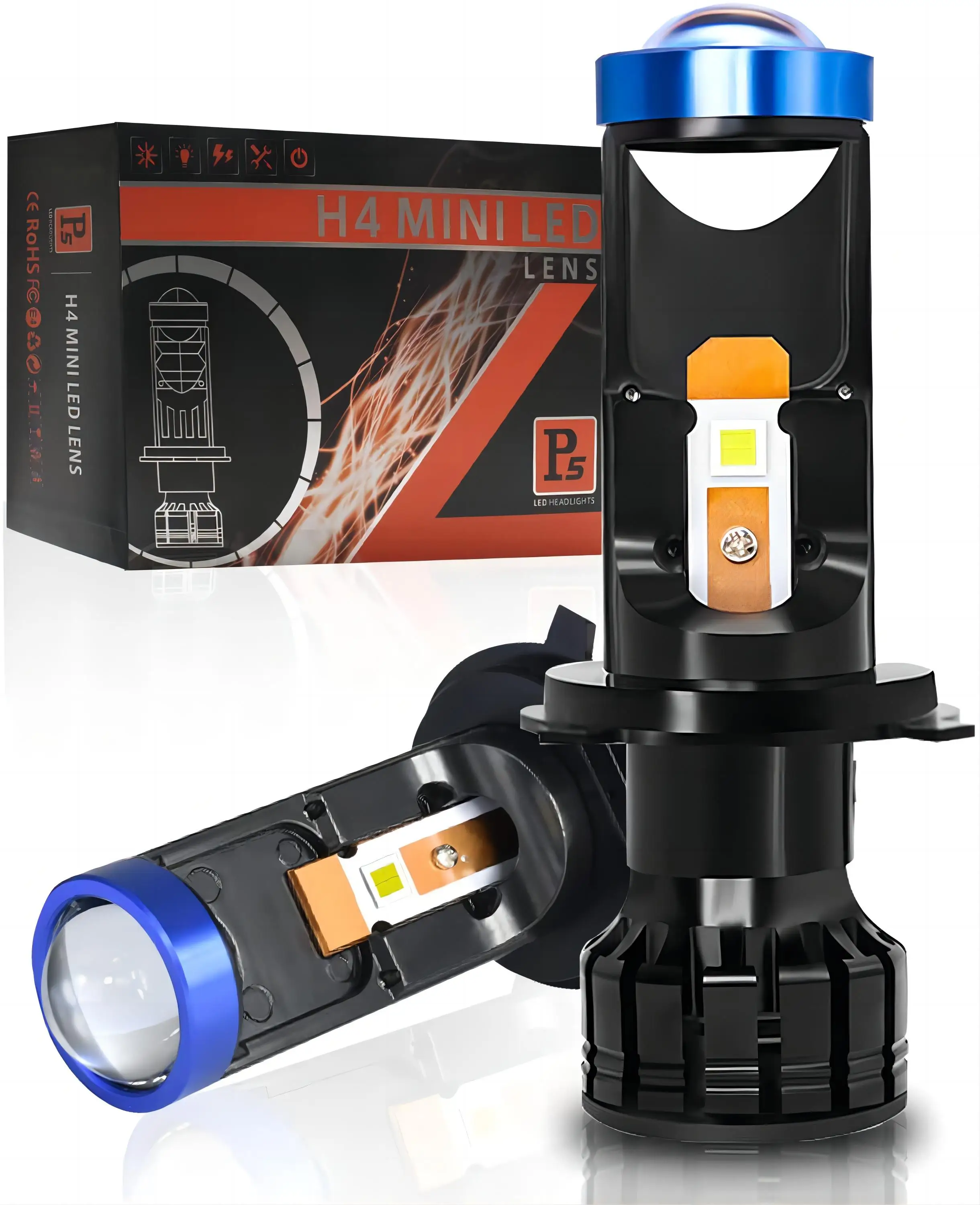 

MAKUDO H4 H7 светодиодная супер мини-линза для проектора Canbus лампа 120 Вт 12 в 24 В автомобильная лампа 16000LM комплект для преобразования дальний/ближ...