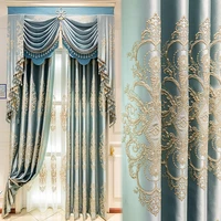 new european style curtains for bedroom living room luxury blue american french high shading embroidered window tulle blue pink