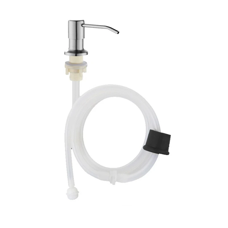 

304 Stainless Steel Sink Soap Dispenser Kitchen Sink Hand Washer Extension Tube Manual Press Embedded With Accessories