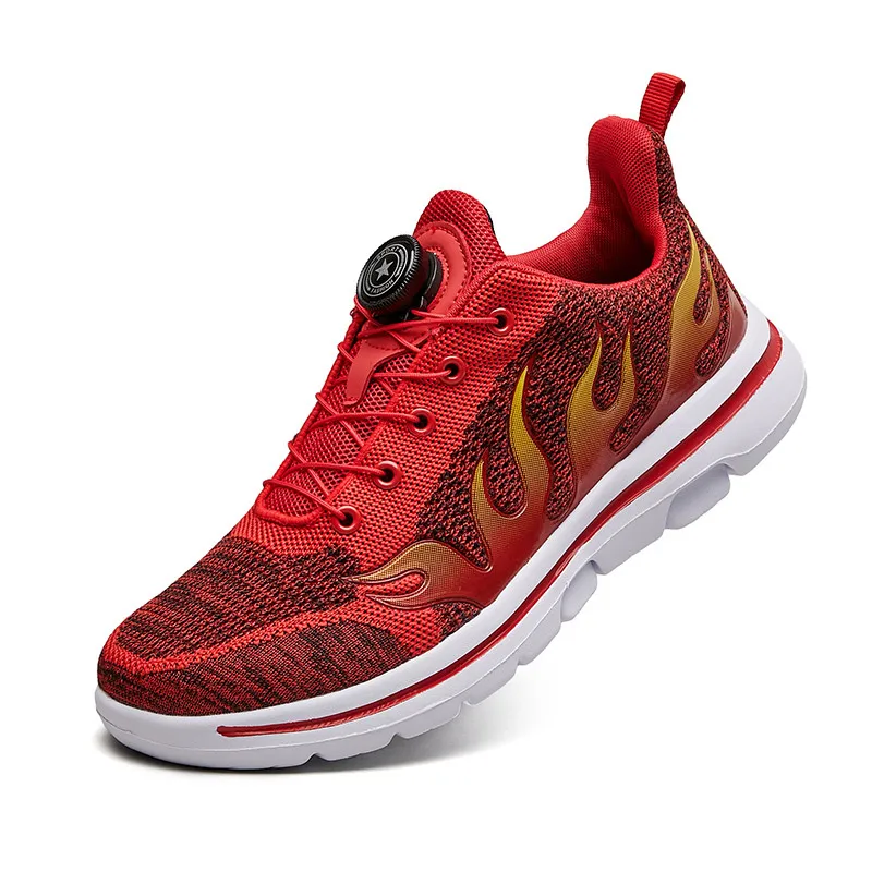 2023 Fashion Flame Print Sneakers Men Hot Sale Red Unisex Running Shoes Men Breathable Mesh Mens Sports Sneakers Plus size 46