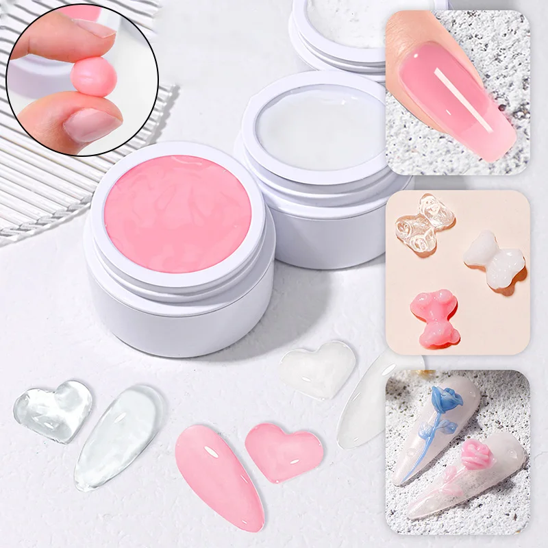 

15ml Carving Flower Non-stick Hand Nail Glue Shaping Nail Extend Gel Solid Nail Polish Gel Clear/White/Pink Manicure Tools