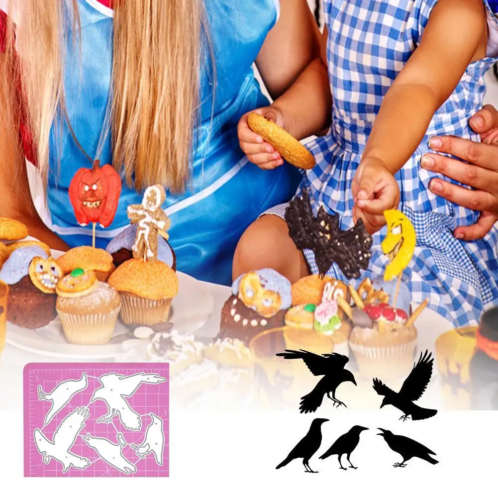 Черные вороны металлические трафареты Хэллоуин птицы набор трафарет для DIY