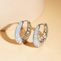threegraces sparkly cubic zirconia white gold color small circle round hoop earrings for ladies new fashion party jewelry er794