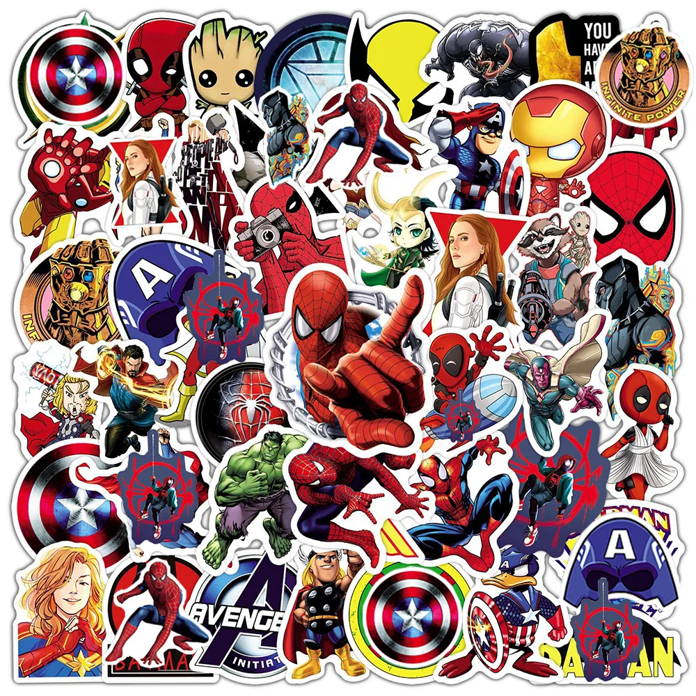 

10/30/50PCS Mix Disney Marvel The Avengers Anime Stickers Cartoon Superhero Laptop Luggage Skateboard Waterproof Sticker Kid Toy