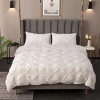 evich fashion bedding set simple white pleated pattern luxury 3pcs bedsheet quilt cover with zipper double queen size homehold