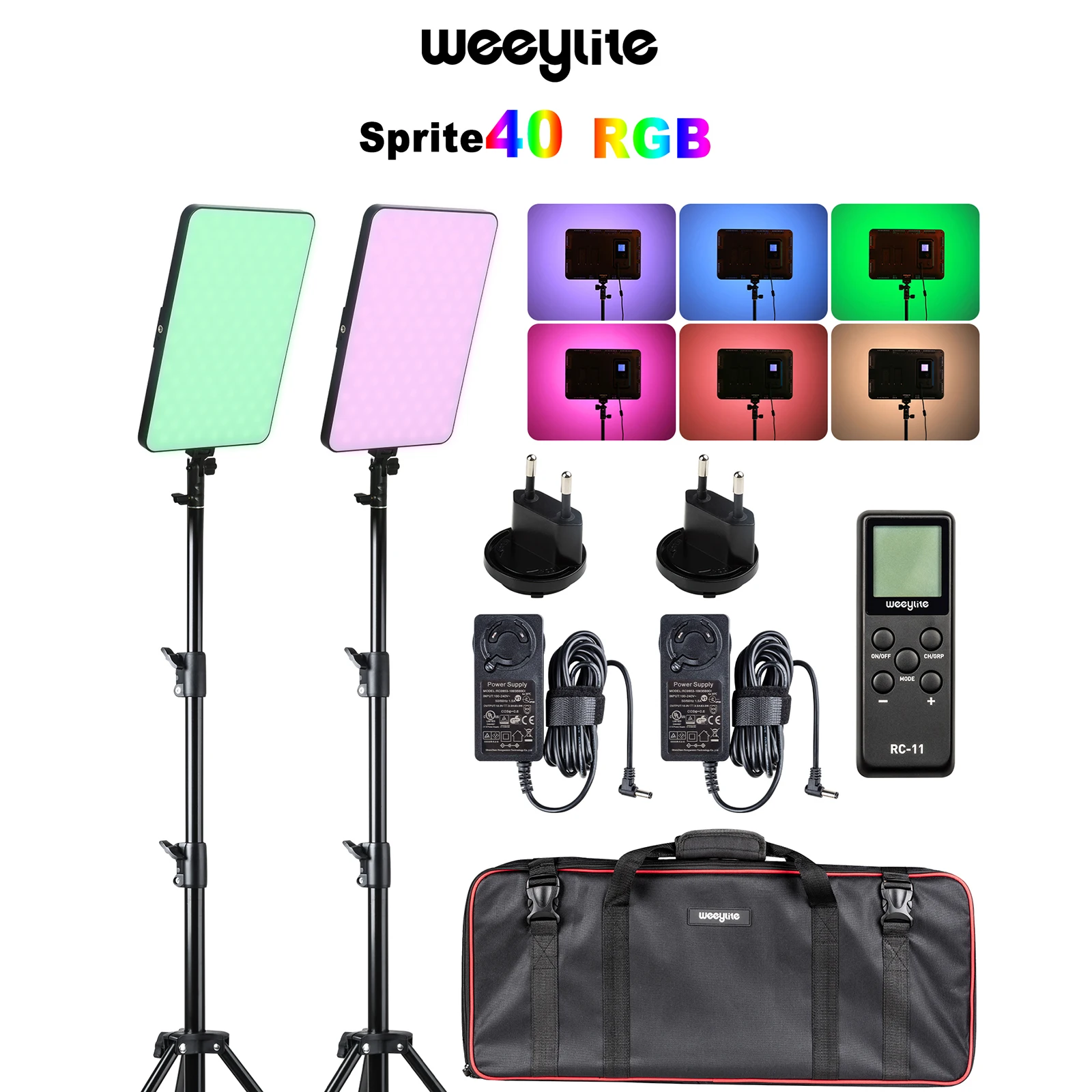 

Weeylite Sprite40 2Pack RGB LED Video Light Kit Panel Video Light 2.4G Wireless Remote For Video Recording Photography Studio