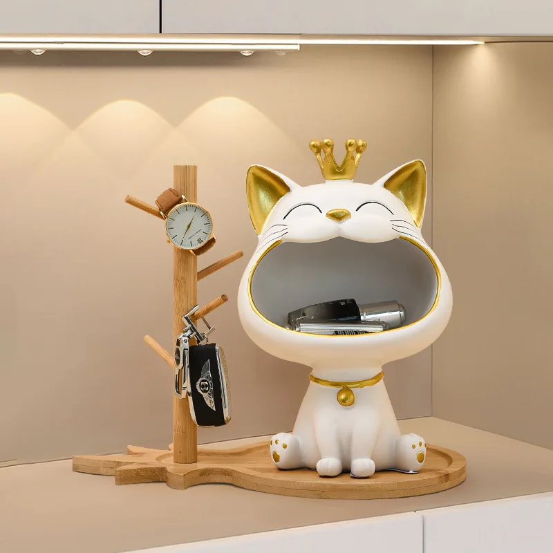 

Modern Luxurious Living Room Home Decoration Big Mouth Lucky Cat Porch Key Storage TV Desk Souvenir Crafts Gift Office Deco.