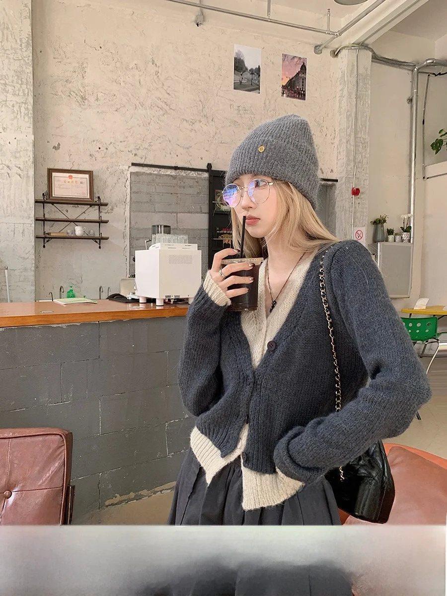 Дизайн контрастного цвета в стиле пэчворк искусственная вязка из двух частей с