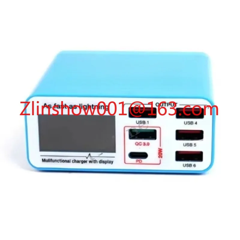 Фото RL-304P PD3.0 + QC3.0 Smart 6-портовое USB-зарядное устройство с цифровым дисплеем Быстрое зарядное устройство для Android-телефонов, планшетов Быстрое зарядное устройство №1