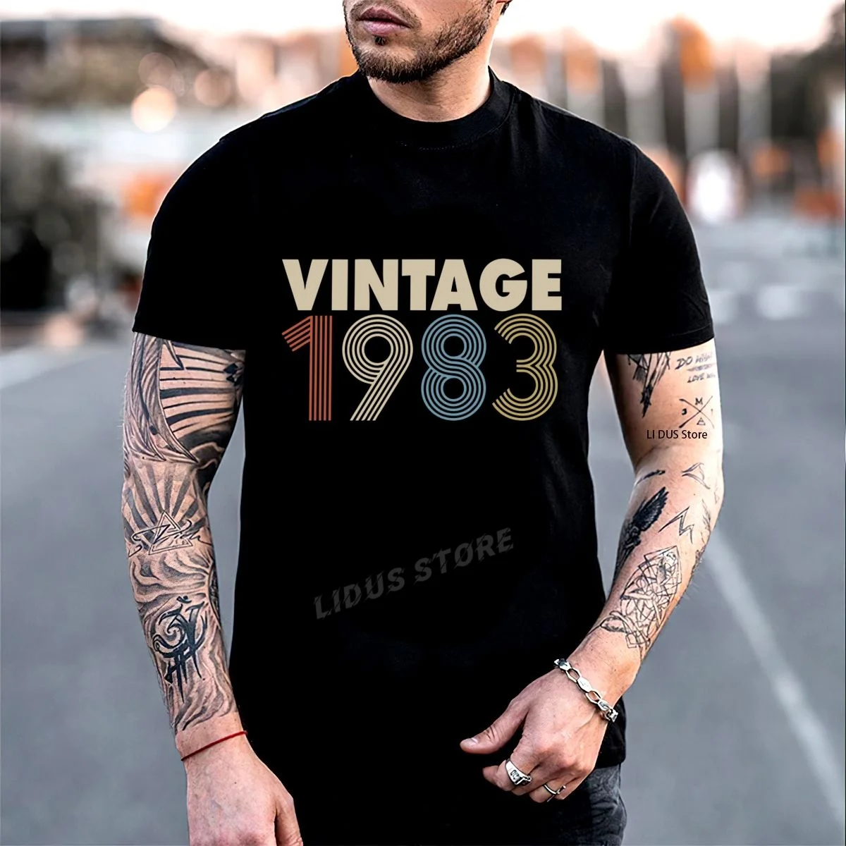 

Novelty Born In VINTAGE 1983 Letter Birthday Gift T-Shirt Graphics Tshirt Short Sleeve Sweatshirt undershirt Shirt Tee