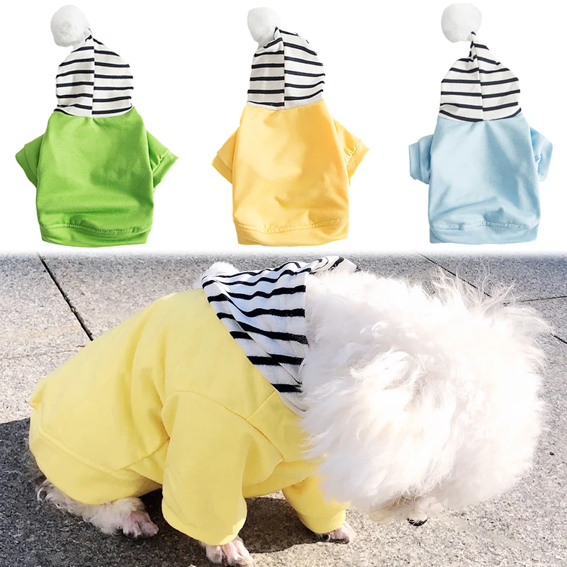 

2022 Dog Clothing Dog Hoodie Sun Proof Fashion Pet Clothes Two Legged Spring Summer Stripe Vest French Bulldog Teddy Corgi Cat