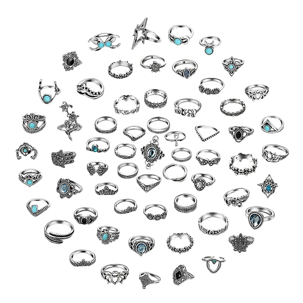 

1Set 62pcs Stylish Vintage Rings Finger Rings Rings for Lady