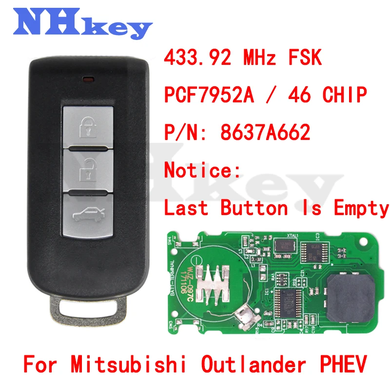 Смарт-ключ NHKEY 2btn с дистанционным управлением без ключа для Mitsubishi ASX Lancer Outlander
