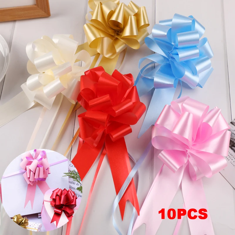 10Pcs Large Ribbon Pull Bows Pull Bows Gift Knot Ribbon Gift Pull Bows Large Pull Bow with Ribbon Pull Bows with Ribbon Decor