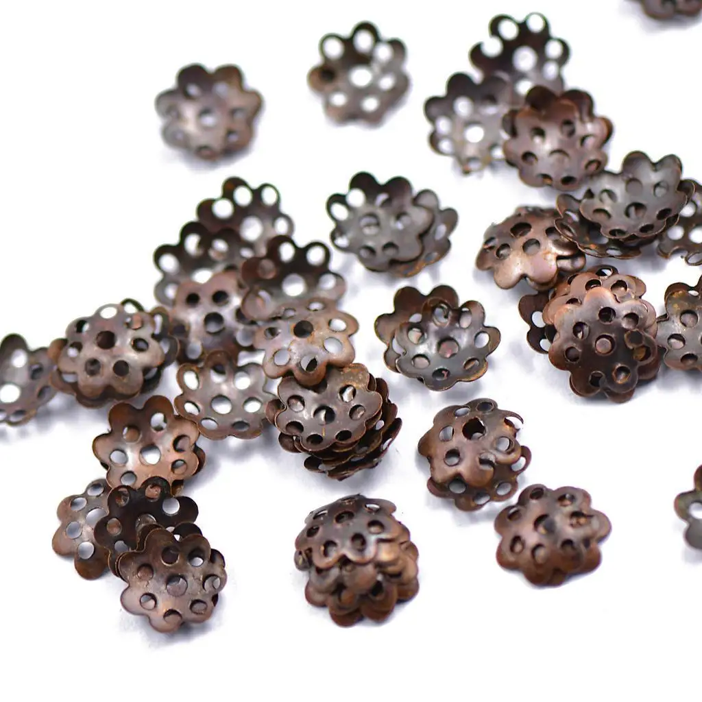 

50Pcs 8mm Vintage Copper Plated Flower Bead Caps DIY Crafts Jewelry Making