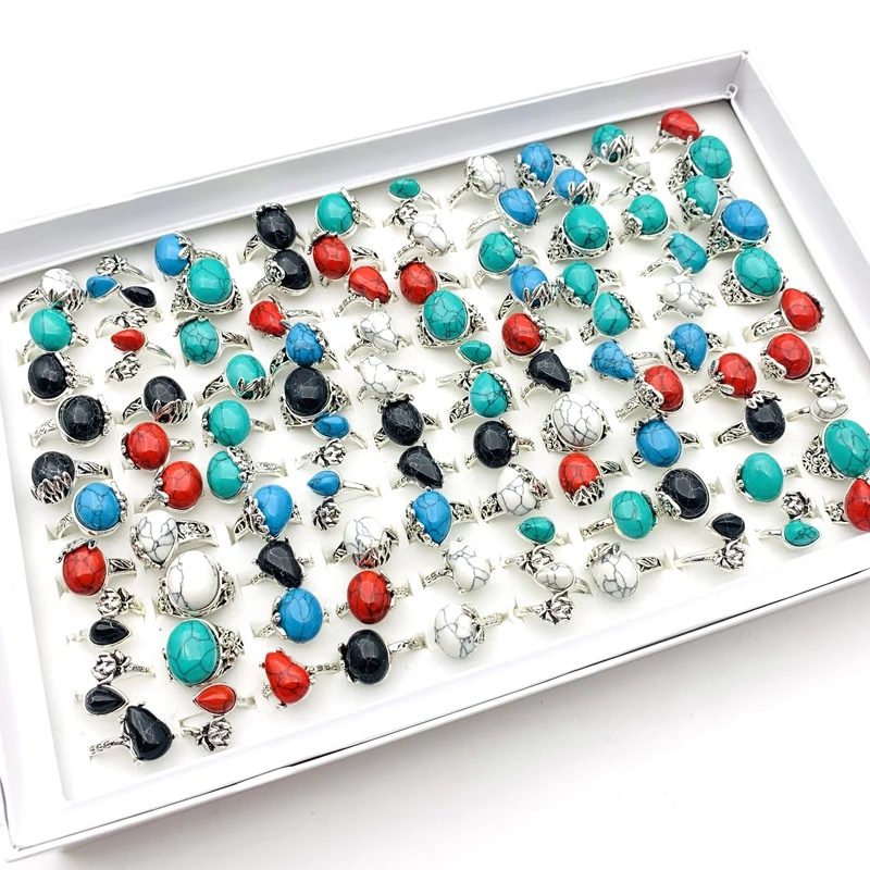 

Кольца в стиле ретро для мужчин и женщин, ювелирные украшения с камнями серебристого цвета, 30 штук в партии