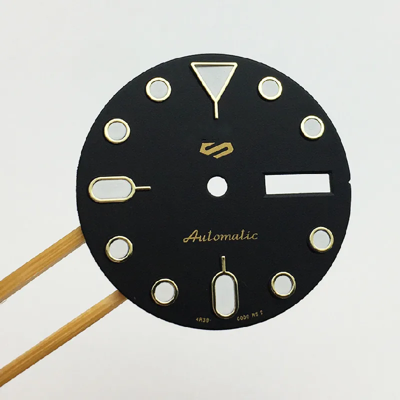 Watch accessories dial black gold nails C3 green luminous 28.5mm modified abalone watch MOD fit NH36 movement Date-day case