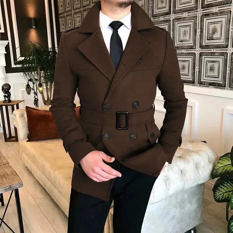 

Новое мужское двубортное шерстяное пальто, зимнее пальто, длинное Мужское пальто, высококачественные мужские шерстяные куртки, уличная ветровка
