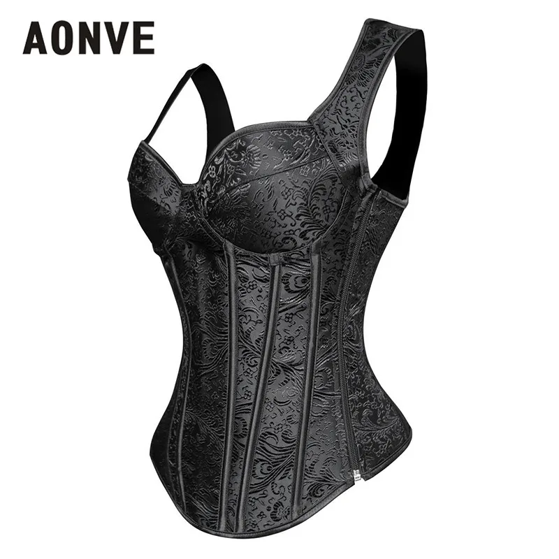 Женский корсет на молнии AONVE с пуш-ап эффектом шнуровке в готическом стиле -