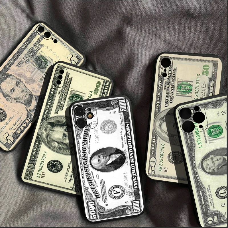 

Luxury Dollar USD Cash Phone Case For iPhone 13 12 11 Pro Mini X XR XS Max SE 6 6S 7 8 Plus Funda Full Protection Soft Back TPU