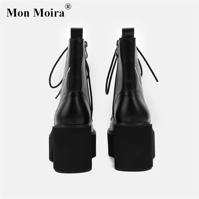 MONMOIRA Chunky Platform Black Goth Ankle Boots Women 2022 Autumn Zipper Punk Booties Ladies Thick High Heels Shoes Botas