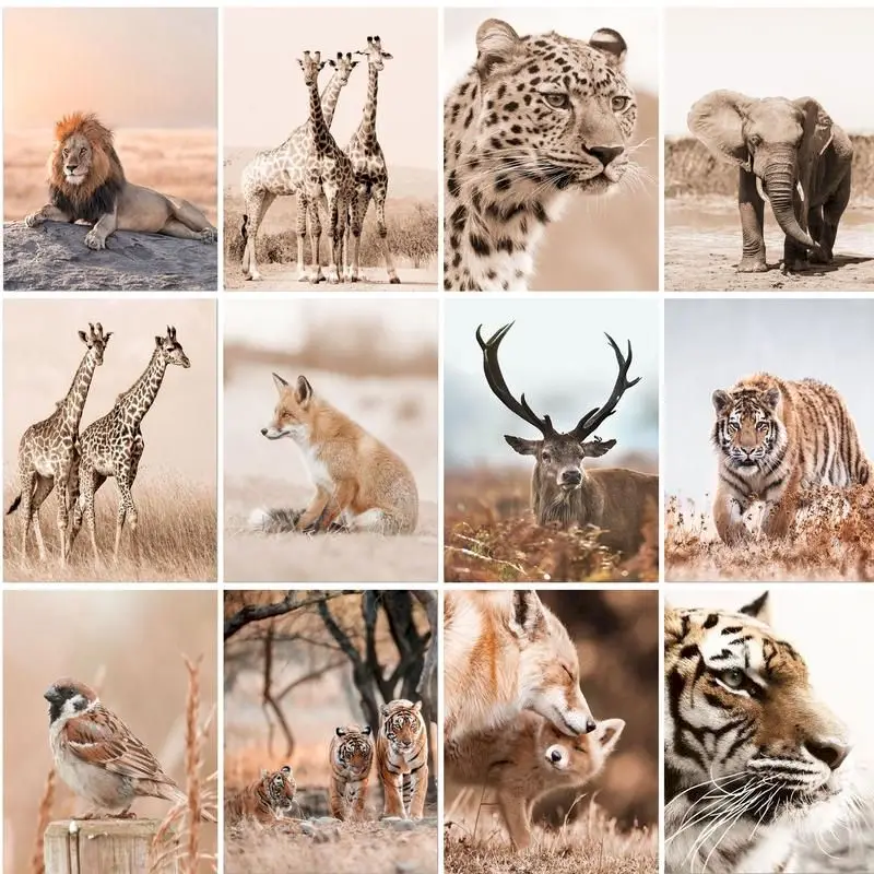 

GATYZTORY Paint By Number Animals Drawing On Canvas Gift DIY Pictures By Numbers Lion Tiger Kits Hand Painted Painting Art Home