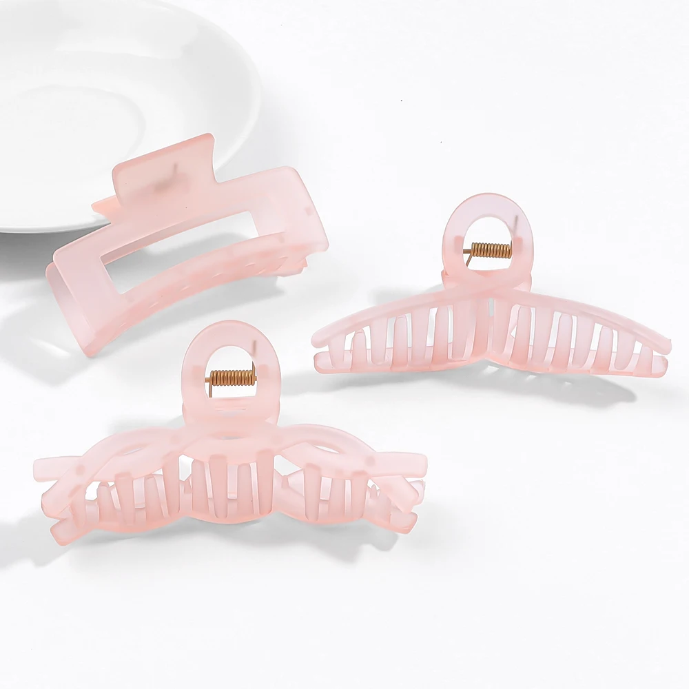 Розовая матовая заколка для волос летняя простая с задней частью головы объемная