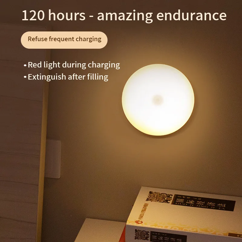 

C2 2Pc Intelligent Human Body Induction Night Light Led Charging Corridor Aisle Wardrobe Bedroom Light Home Cute Room Decor Lamp