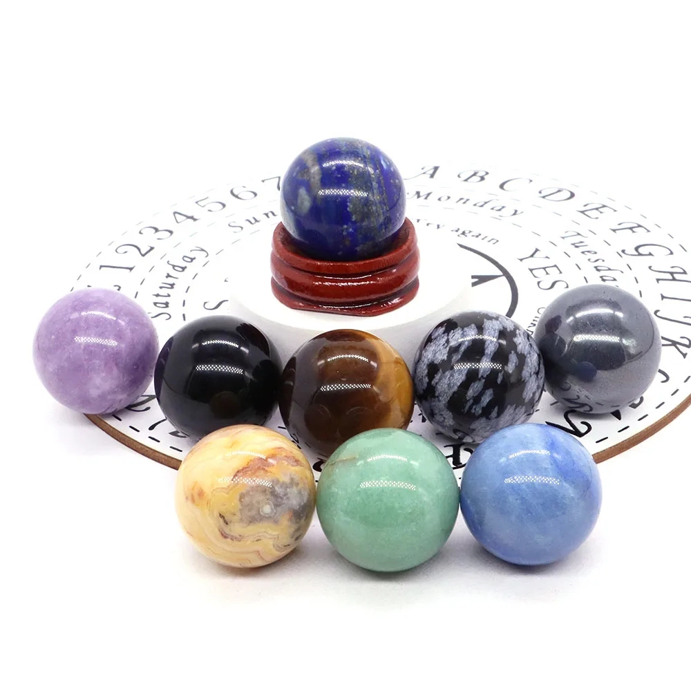 

25MM Round Ball Gemstone Lots Mix Natural Crystal Stones Healing Globe Chakra Home Decoration Reiki Wicca Sphere Massage Gem