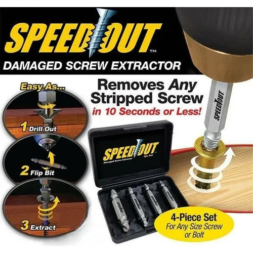 

Speed Out 153 ROX0070 4 Parts Damaged Screw Extractor Remover