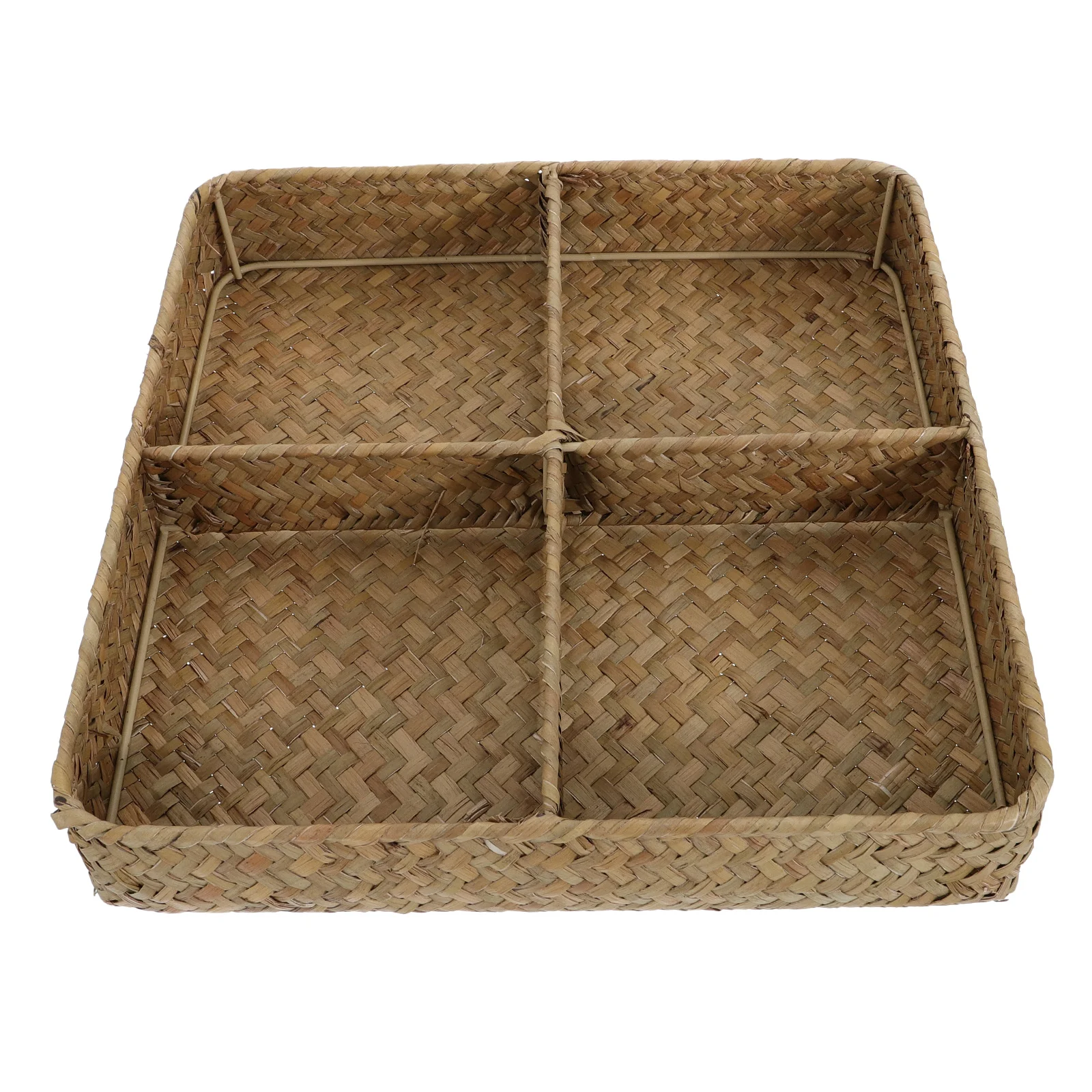 

Storage Basket Tray Hyacinth Wicker Woven Serving Baskets Rattan Fruit Seagrass Water Divided Bin Makeup Organizer Bread Box