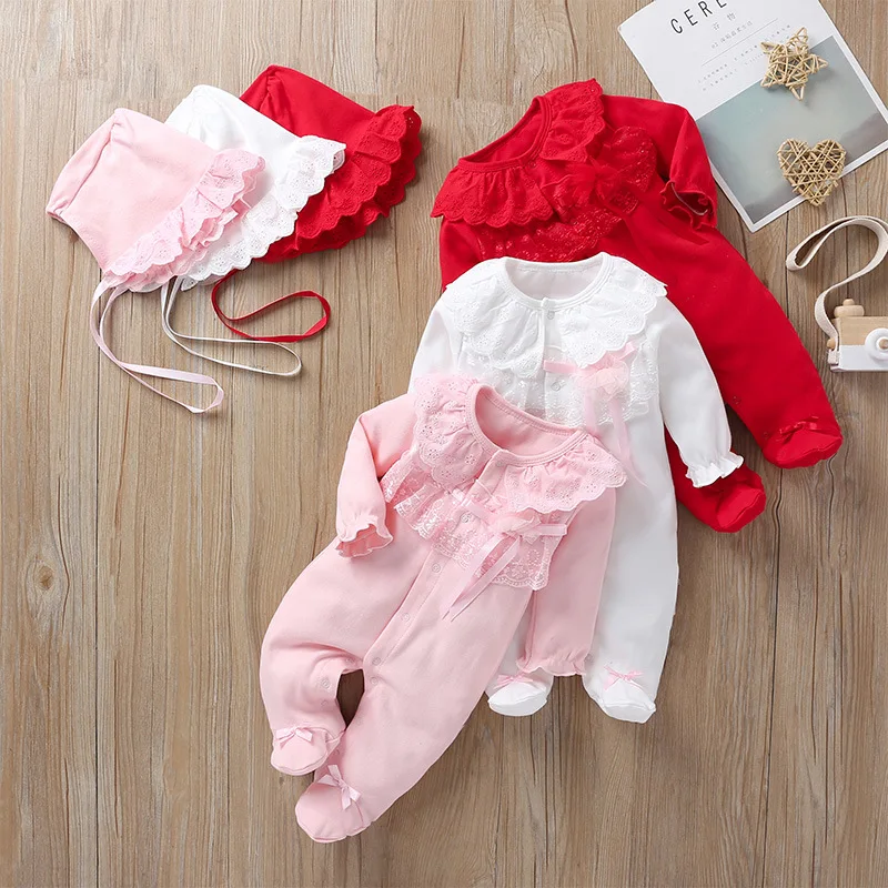 

Children's clothing baby long-sleeved one-piece romper sweet bow-knotted romper female baby outing clothes