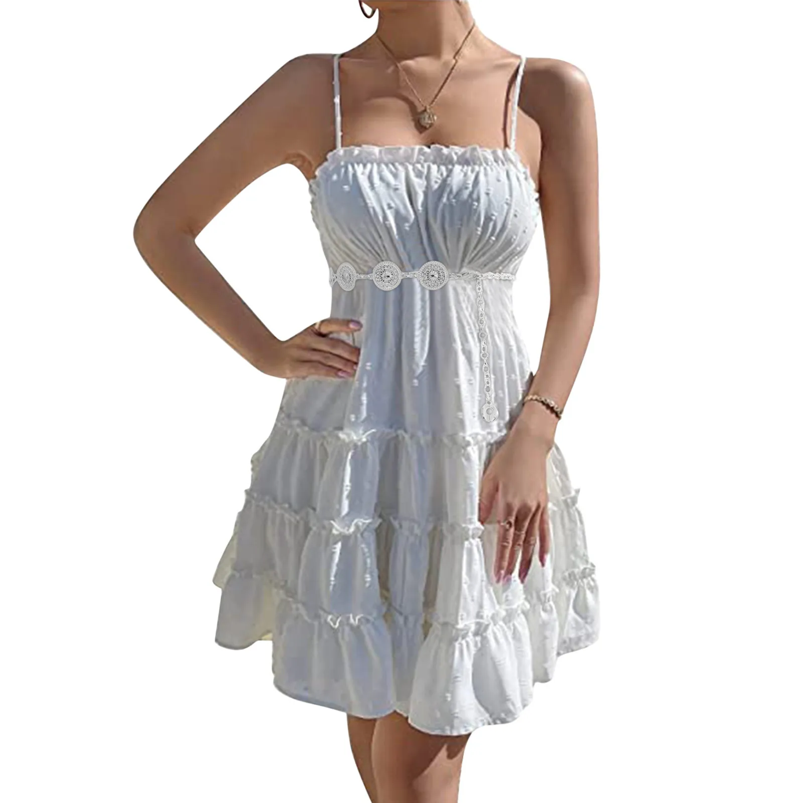 

Женский эластичный ремень, регулируемый пояс с крючком, металлическая лента, тонкий пояс с мелким запахом, эластичный пояс, коричневый реме...