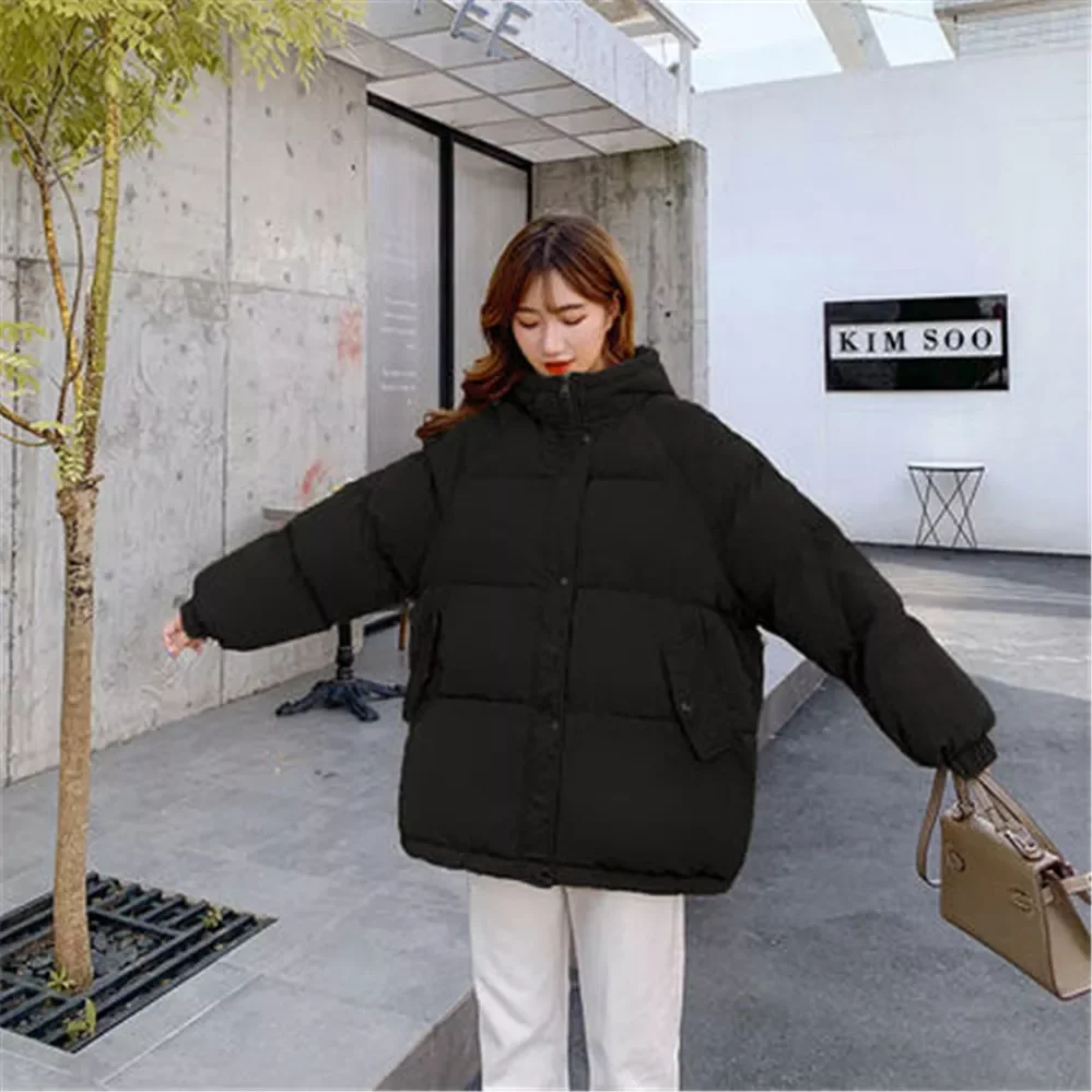 2022New Short Winter Jacket Women Warm Hooded Down Cotton Jacket Parkas Female Casual Loose Outwear Korean Cotton-padded Winter