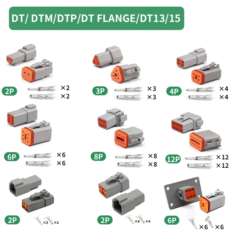 

5/10/100 Sets DEUTSCH Connector DT/DTM/DTP/DT15/DT13 connector flange male DT06-2S waterproof connector DT04-2P female plug