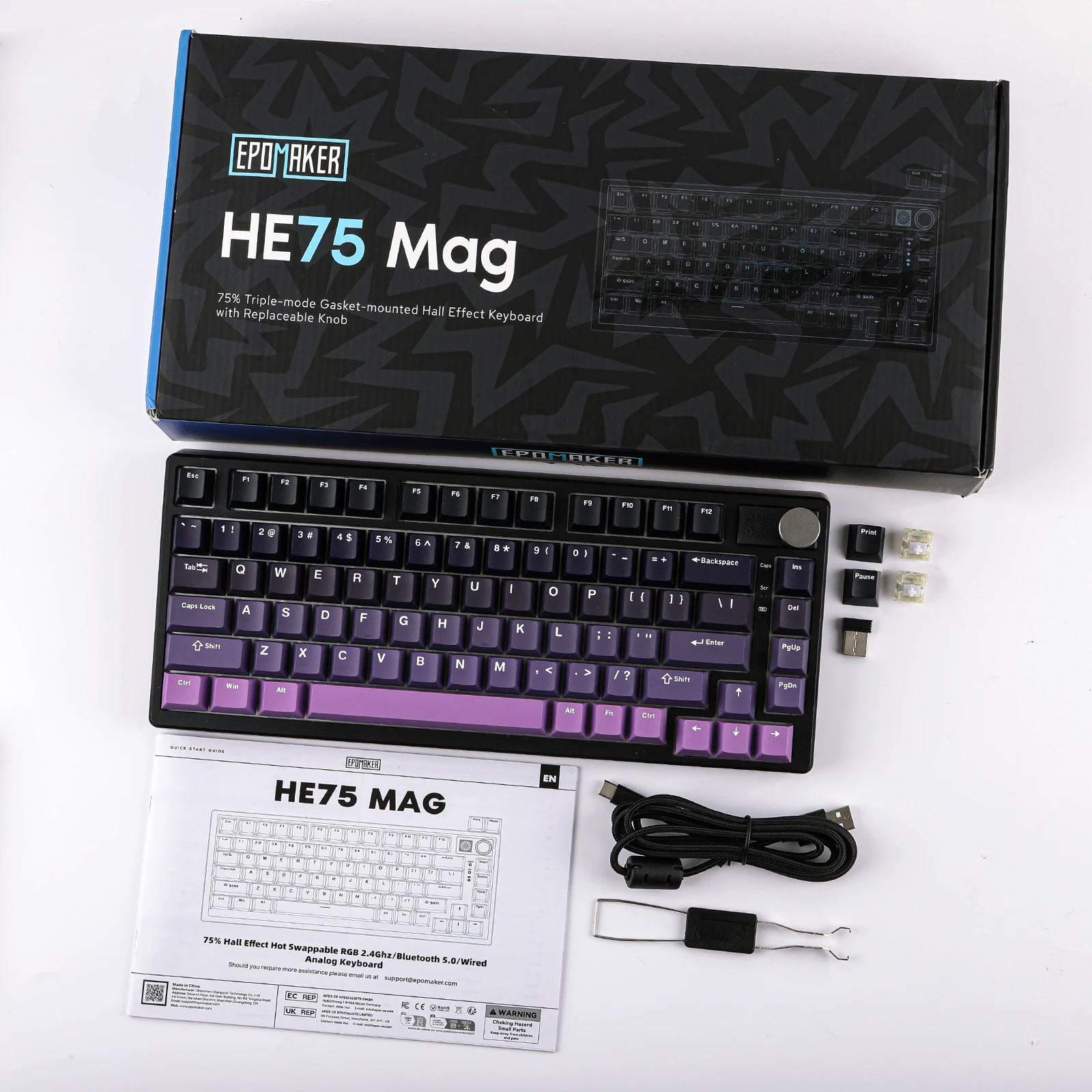 Беспроводная механическая клавиатура EPOMAKER HE75 Mag 75% проводная/Bluetooth/2 4 ГГц