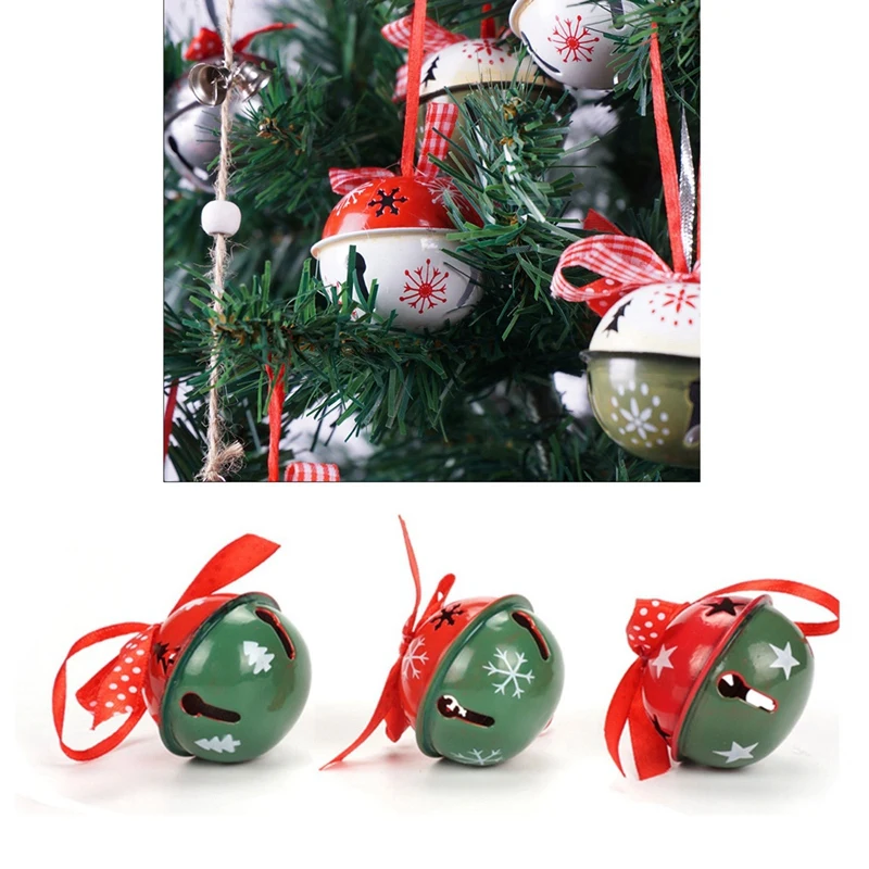 Продвижение! 6 штук Рождественской Декорации для Дома Красный Зеленый Белый Металлический Звонок с Лентой Веселая Елка.