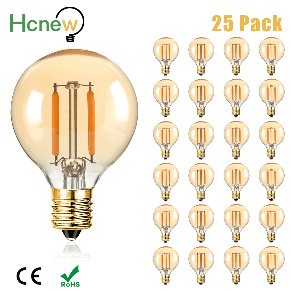 

Hcnew Янтарная LED лампа G40 E14 220V 1.5Вт