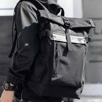 new style oxford males backpack rolling top flap button casual simple bag compartment multifunctional fashion knapsack